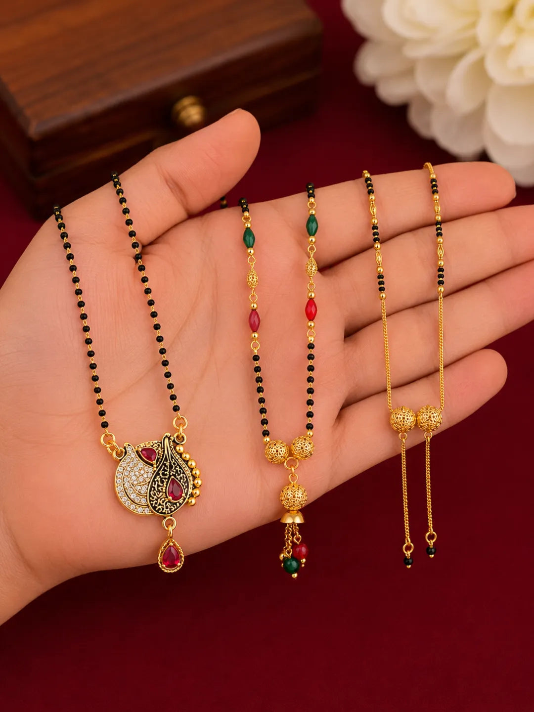 Set Of 3 Dangling Chain Mangalsutra For Women