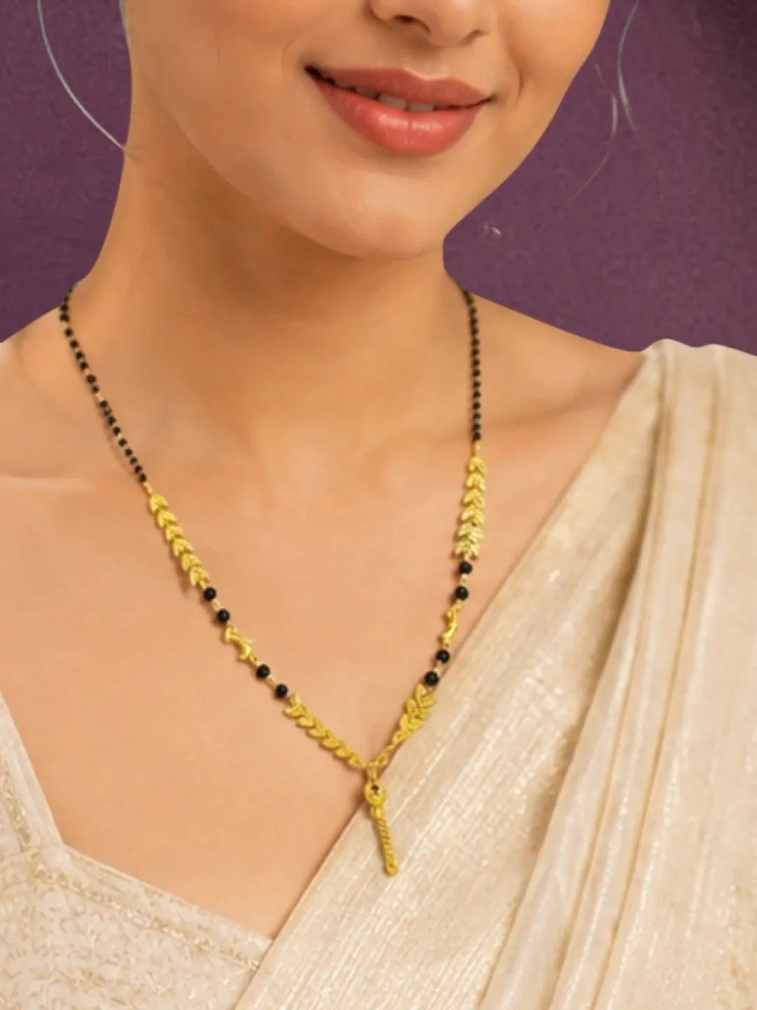 Set Of 2 Black Beaded Chain With Dangling Stylish Mangalsutra
