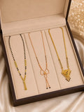 Set Of 3 Gold Plated & Black Beads Chain Mangalsutras