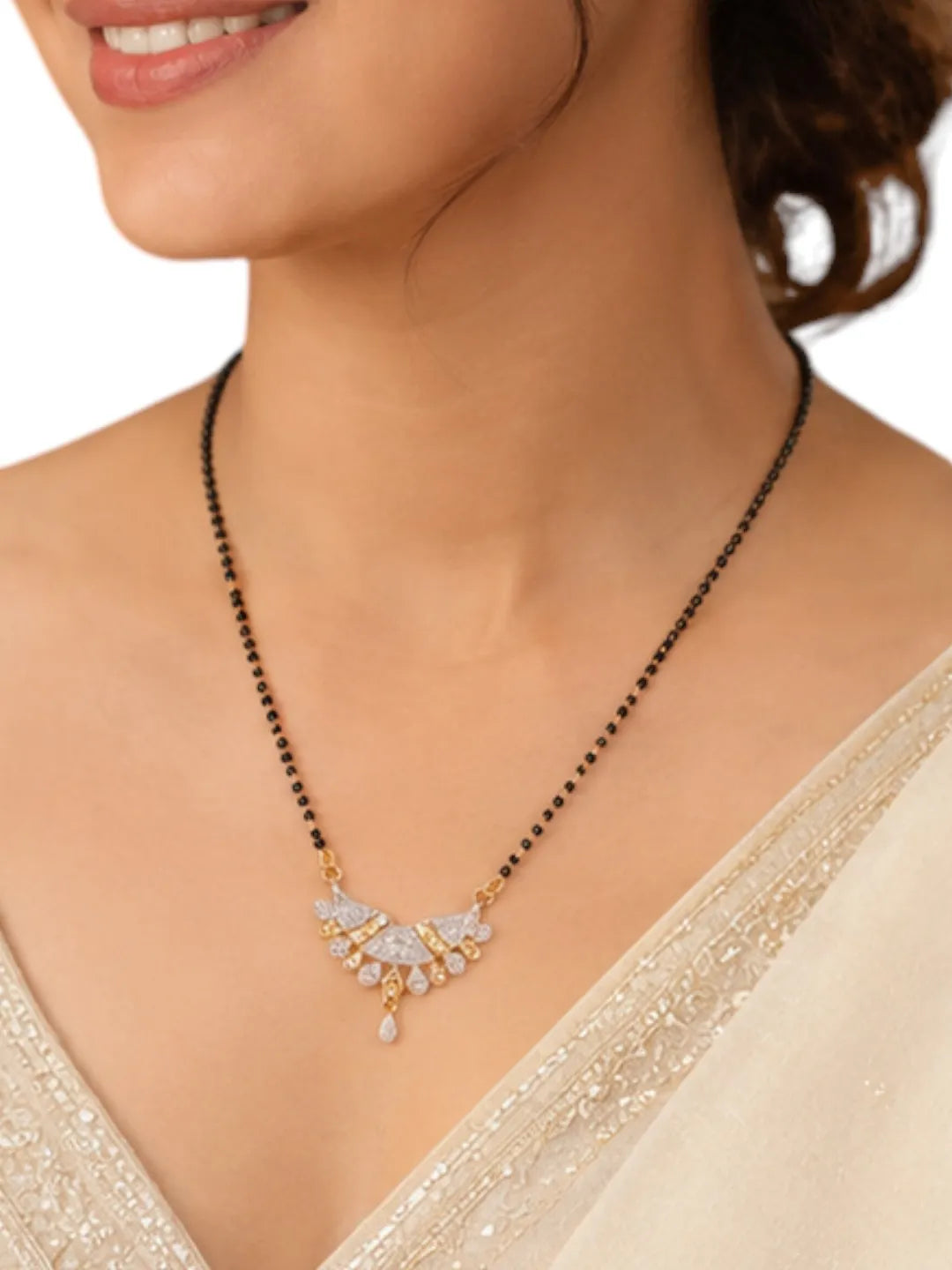 Set Of 3 Gold Plating & Stone Work Chain Mangalsutras