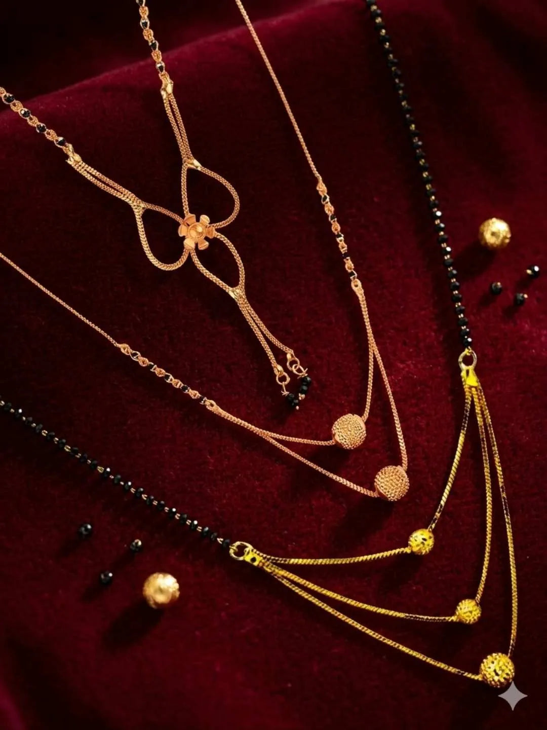 Set Of 3 Rose Gold Diff Shaped Mangalsutra