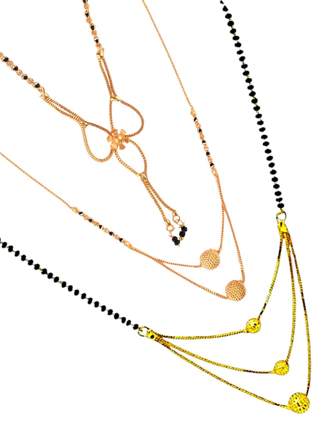 Set Of 3 Rose Gold Diff Shaped Mangalsutra