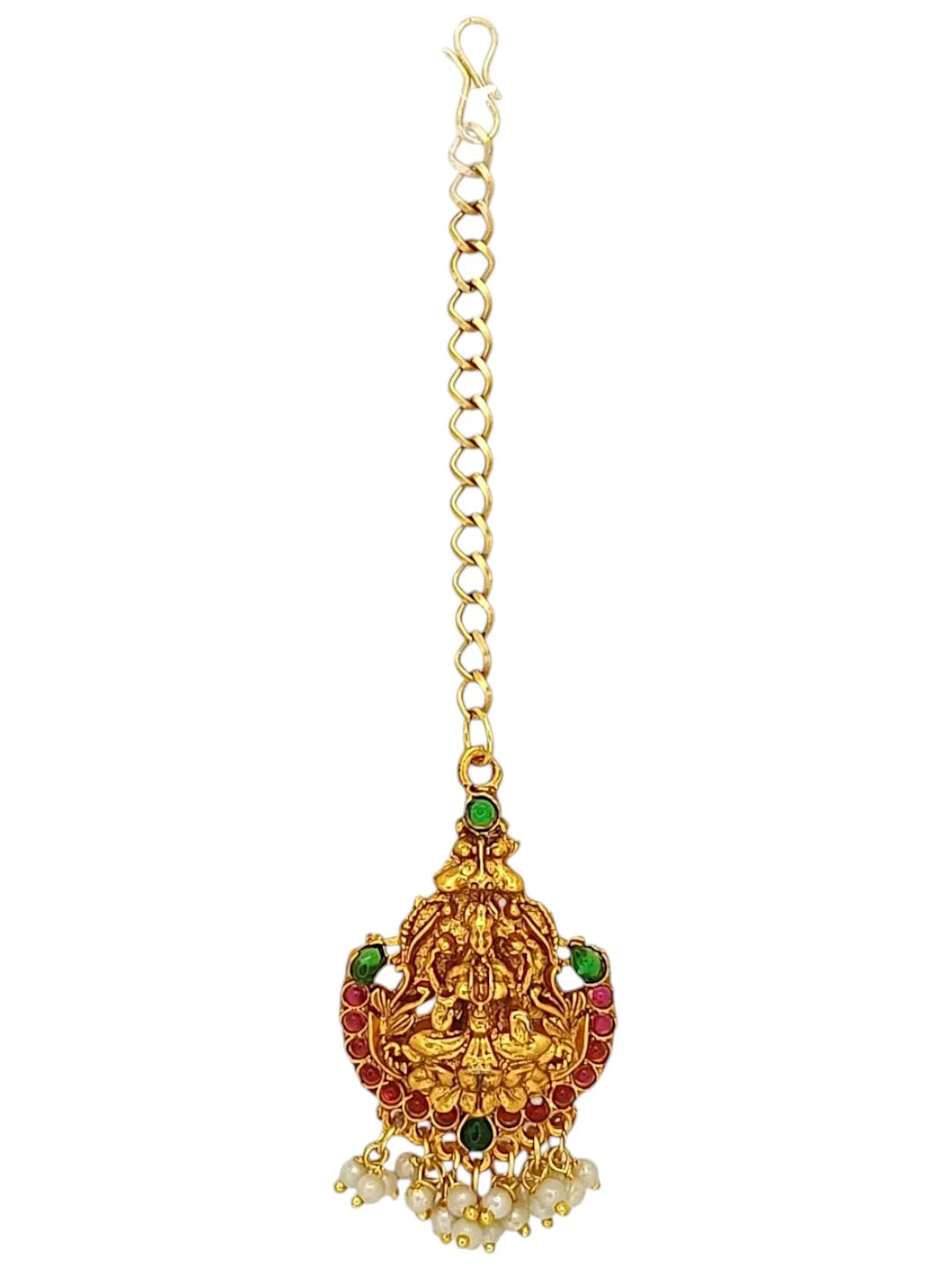 Gold-Plated Artificial Stones Studded Maang Tikka Head Jewellery