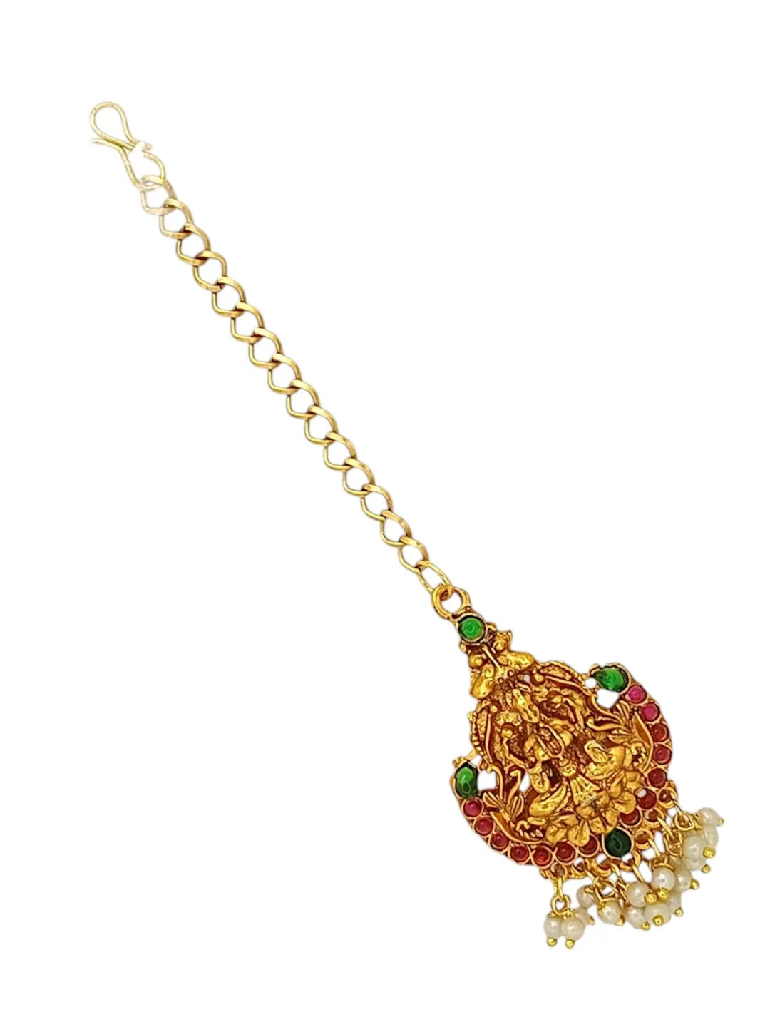 Gold-Plated Artificial Stones Studded Maang Tikka Head Jewellery