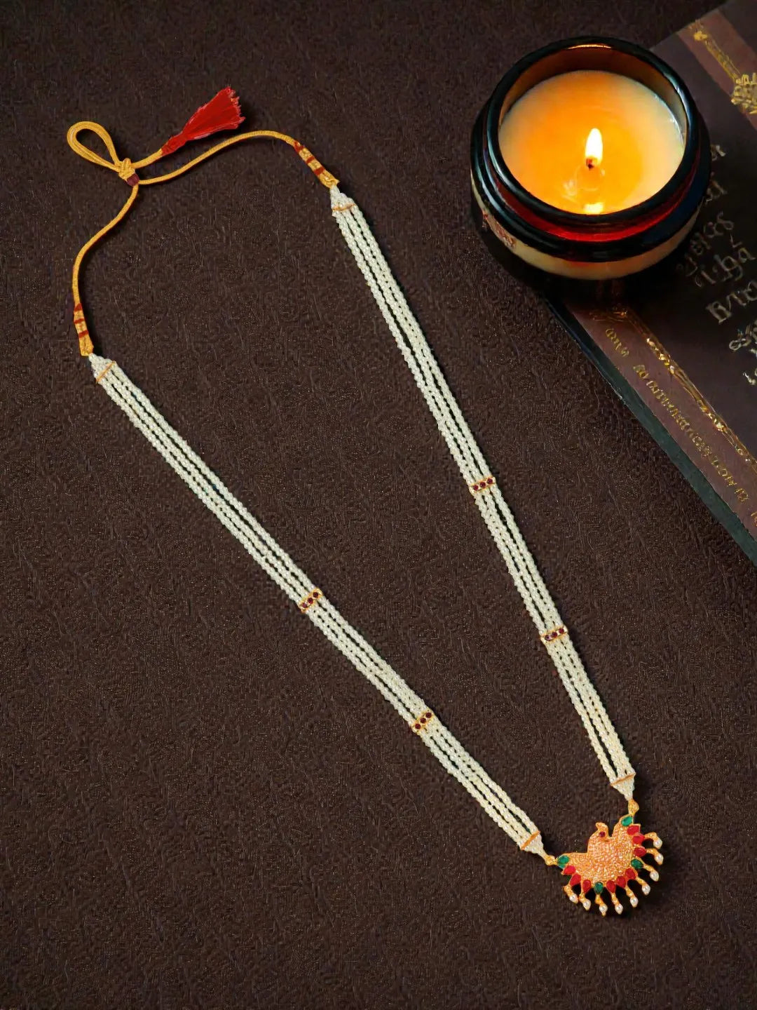 Gold Plated White Beads Necklace