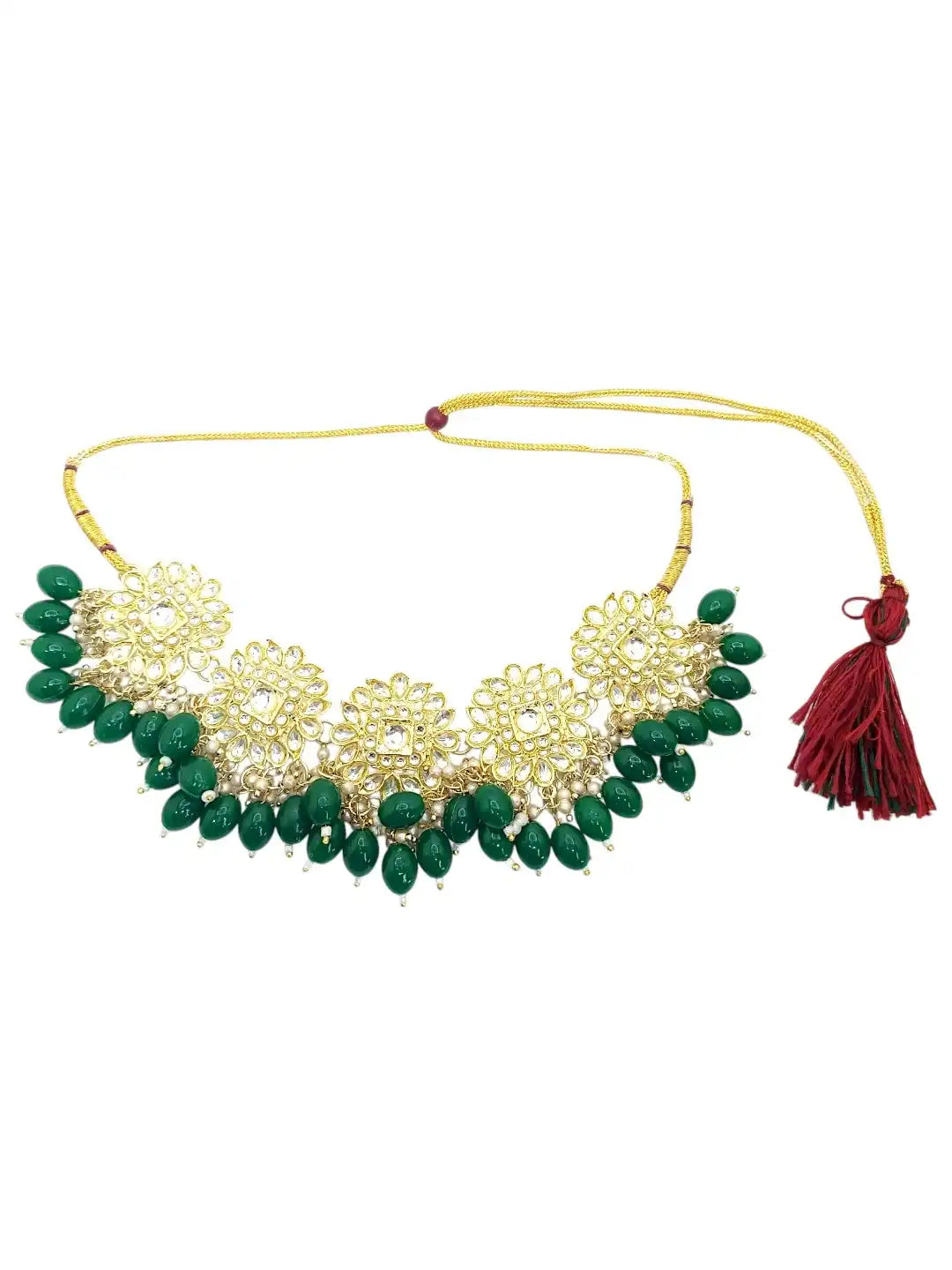 Gold Plated Kundan Green Choker Necklace