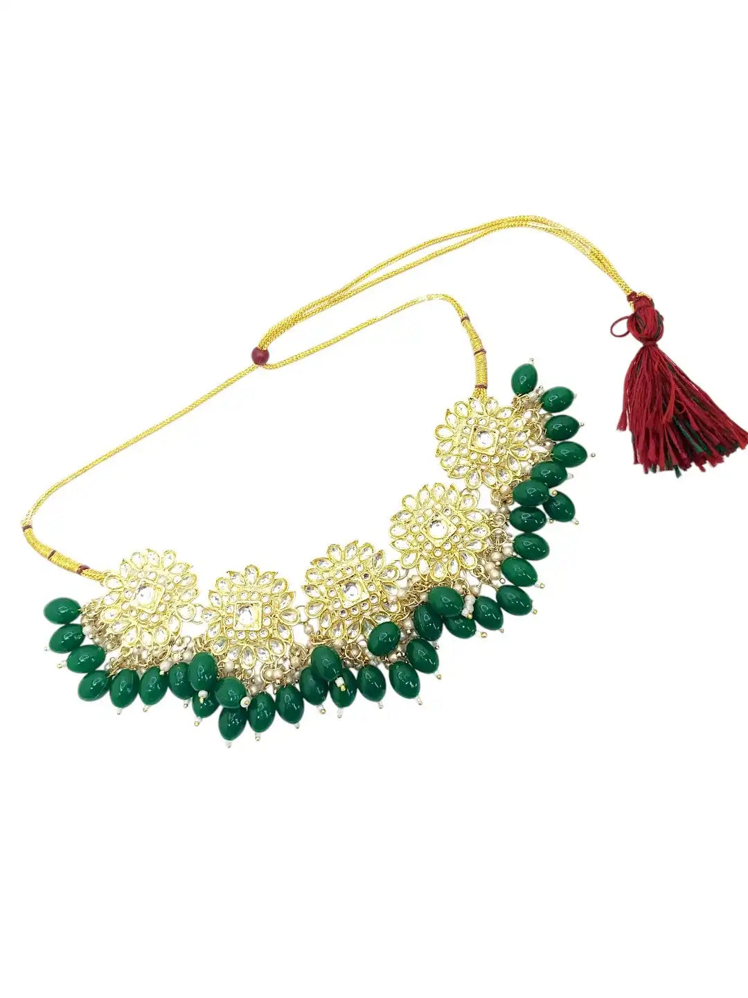Gold Plated Kundan Green Choker Necklace