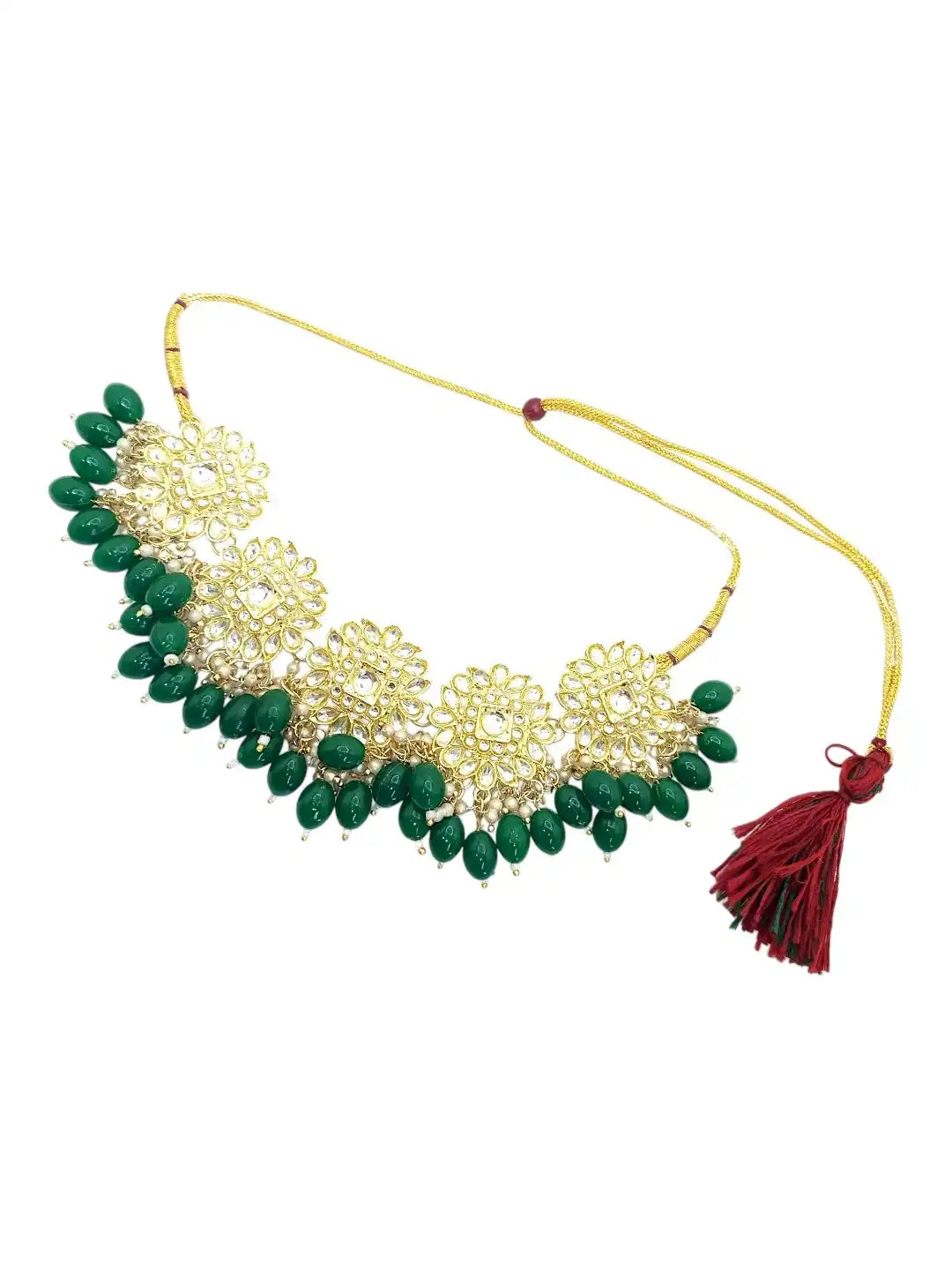 Gold Plated Kundan Green Choker Necklace