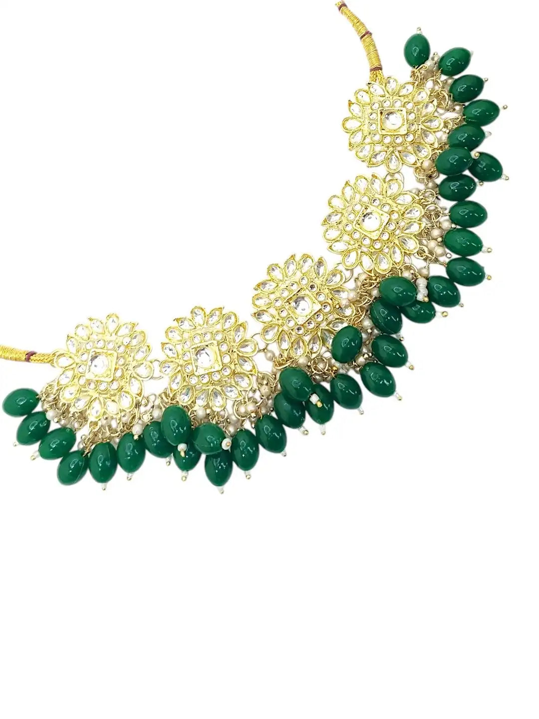 Gold Plated Kundan Green Choker Necklace