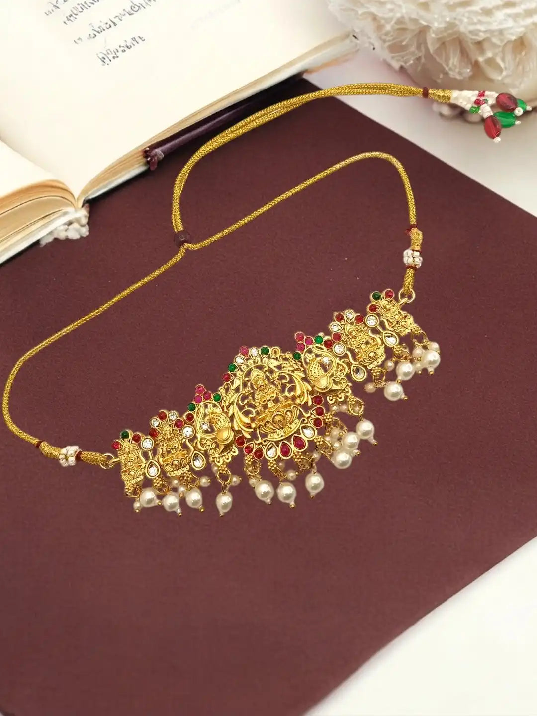 Gold Plated Temple Choker Necklace