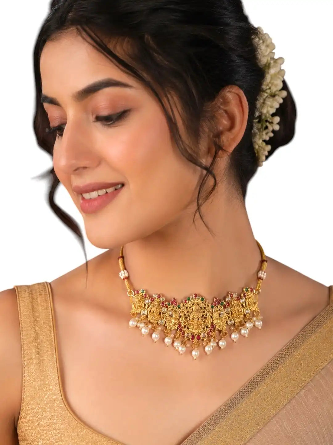 Gold Plated Temple Choker Necklace
