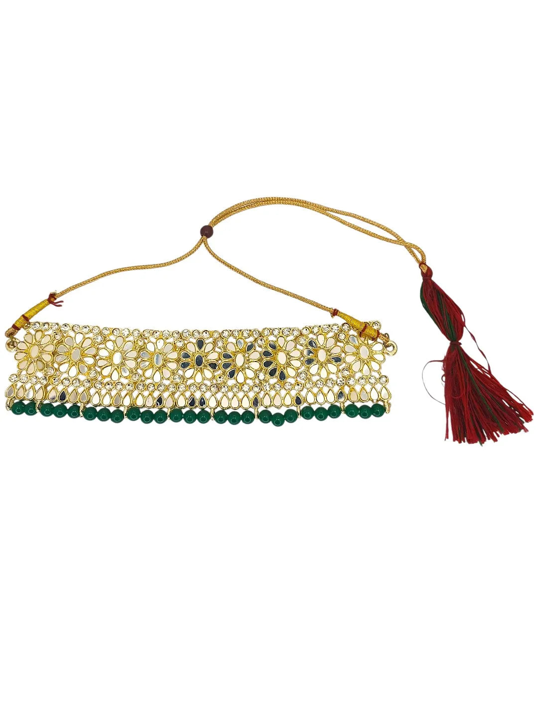 Gold-Plated Mirror Cubic Zirconia Necklace and Earrings