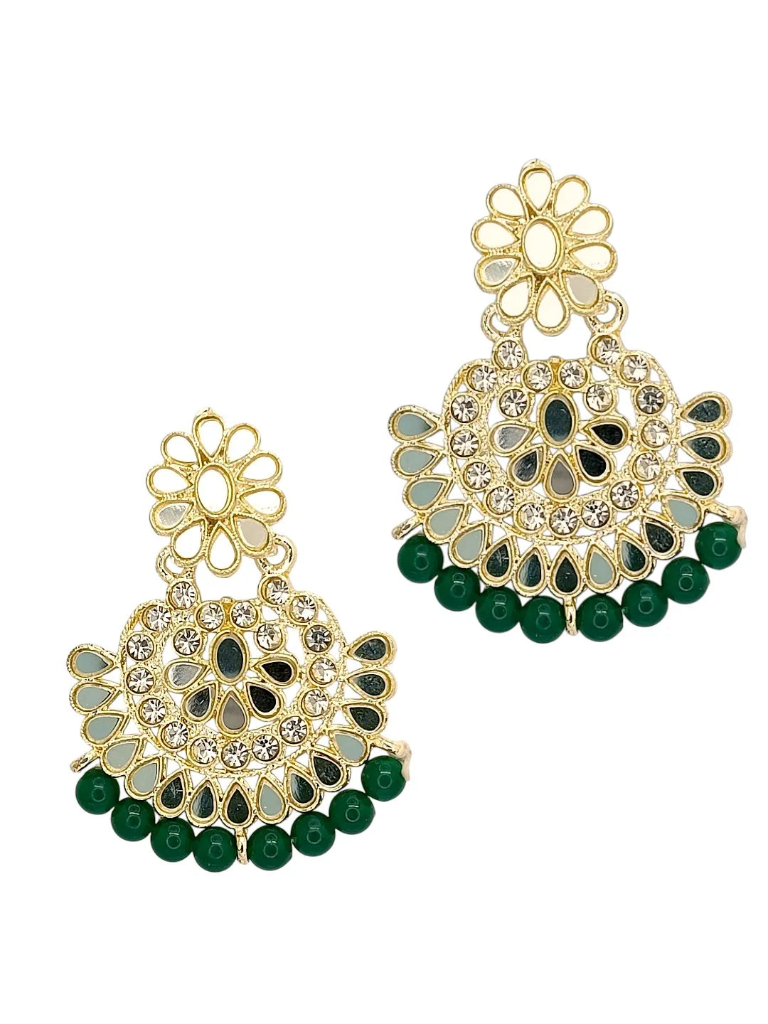 Gold-Plated Mirror Cubic Zirconia Necklace and Earrings