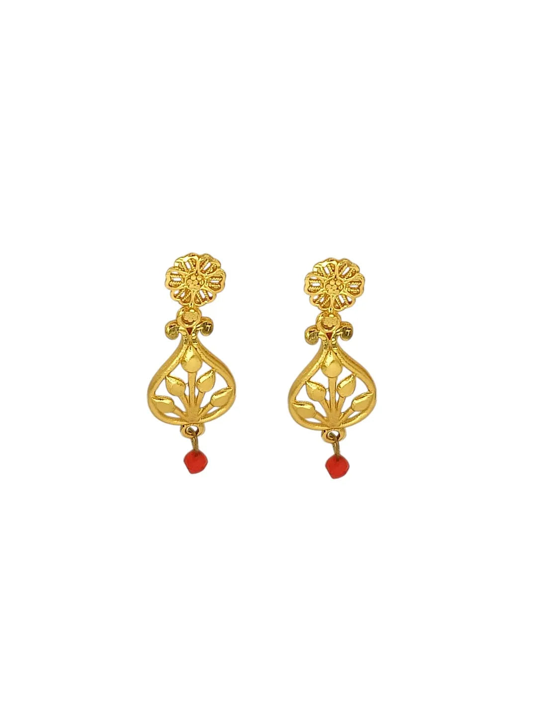 Gold-Plated Layered Beaded Necklace and Earrings