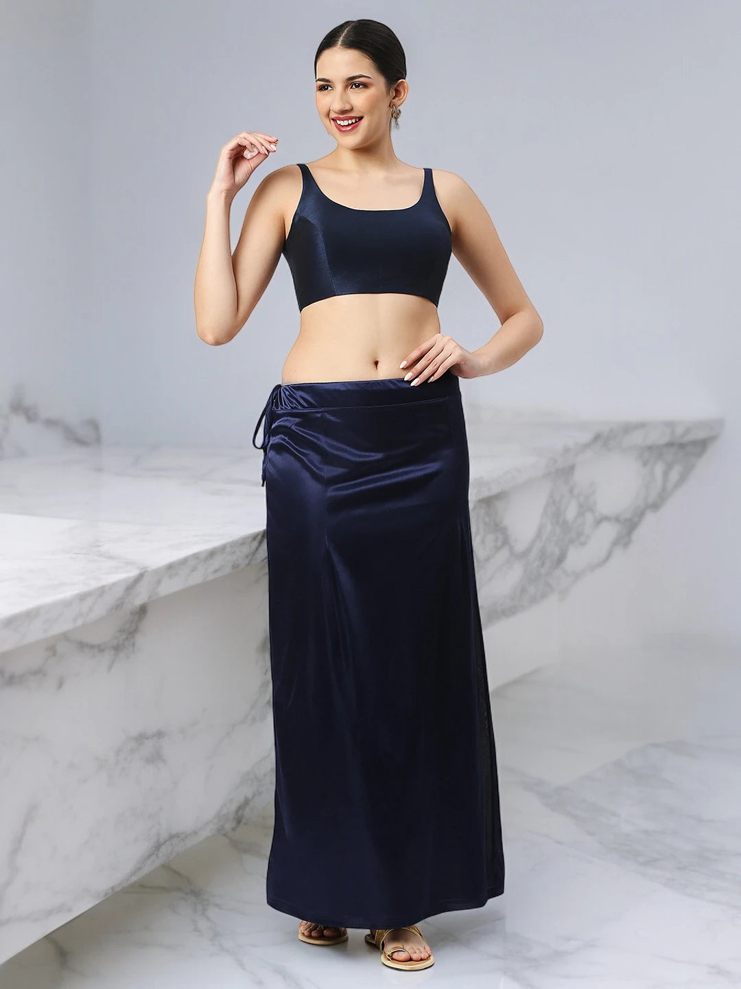 Navy Blue Satin Petticoat