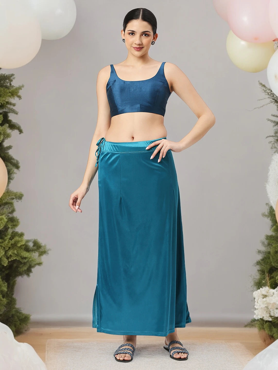 Peacock Blue Satin Petticoat