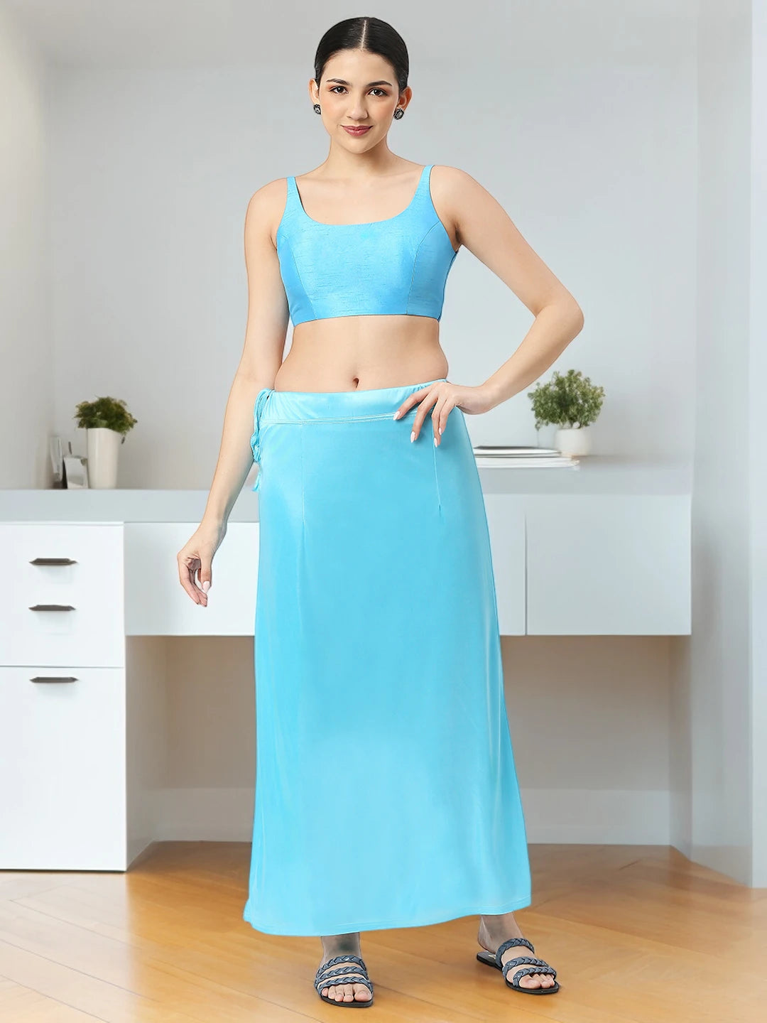 Sky Blue Satin Petticoat