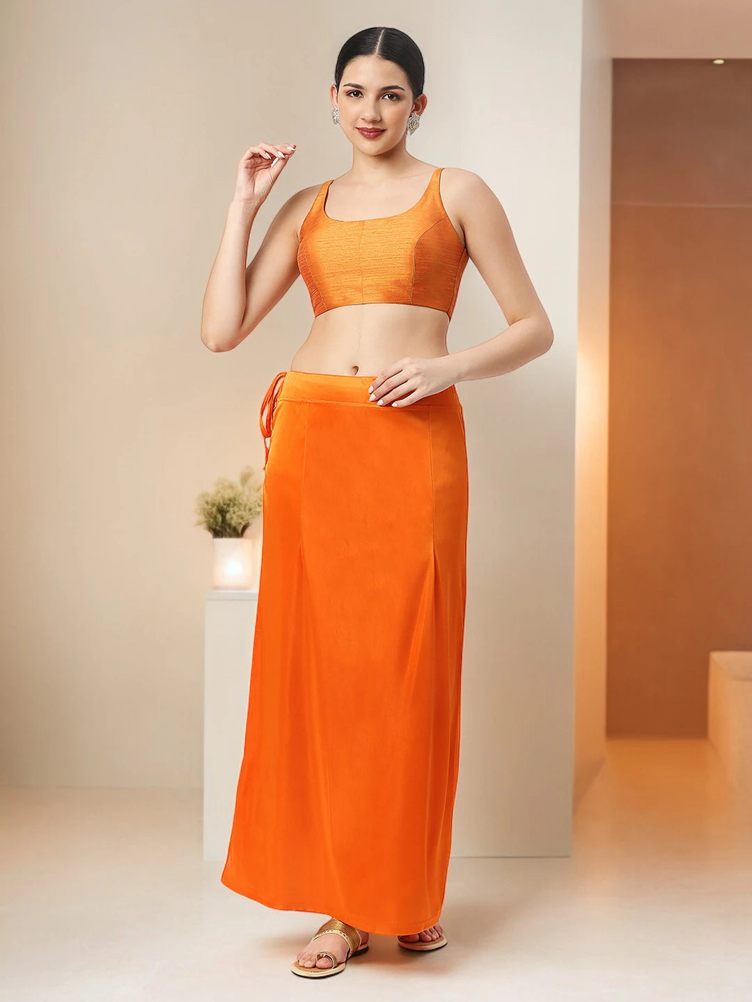 Apricot Orange Satin Petticoat