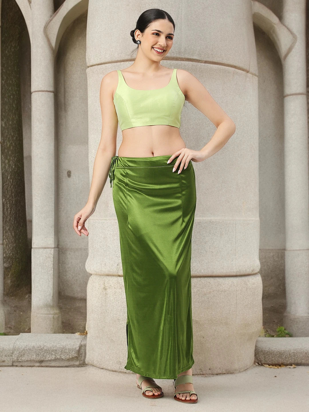 Olive Green Satin Petticoat