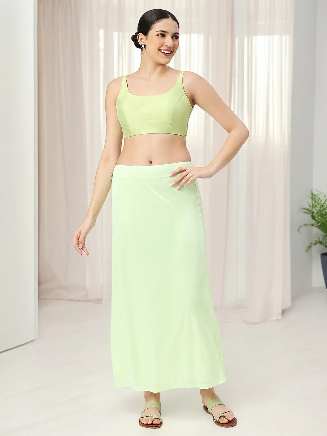 Pista Green Satin Petticoat