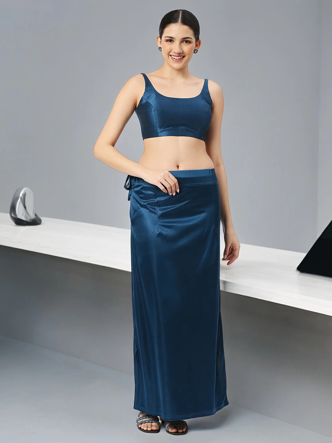 Prussian Blue Satin Petticoat