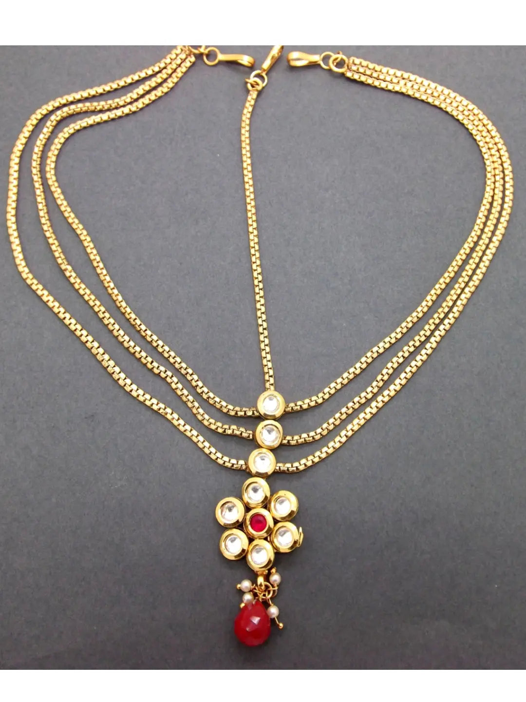 Gold Plated Floral Mathapatti