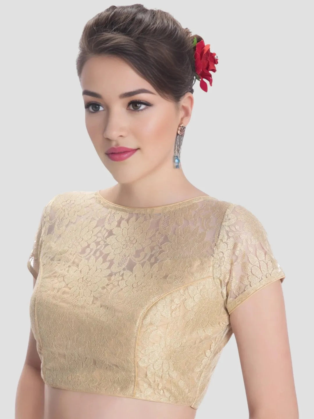 Gold Floral Net Blouse