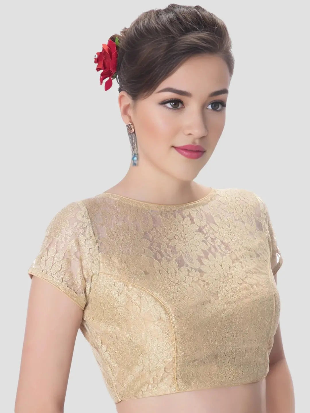 Gold Floral Net Blouse