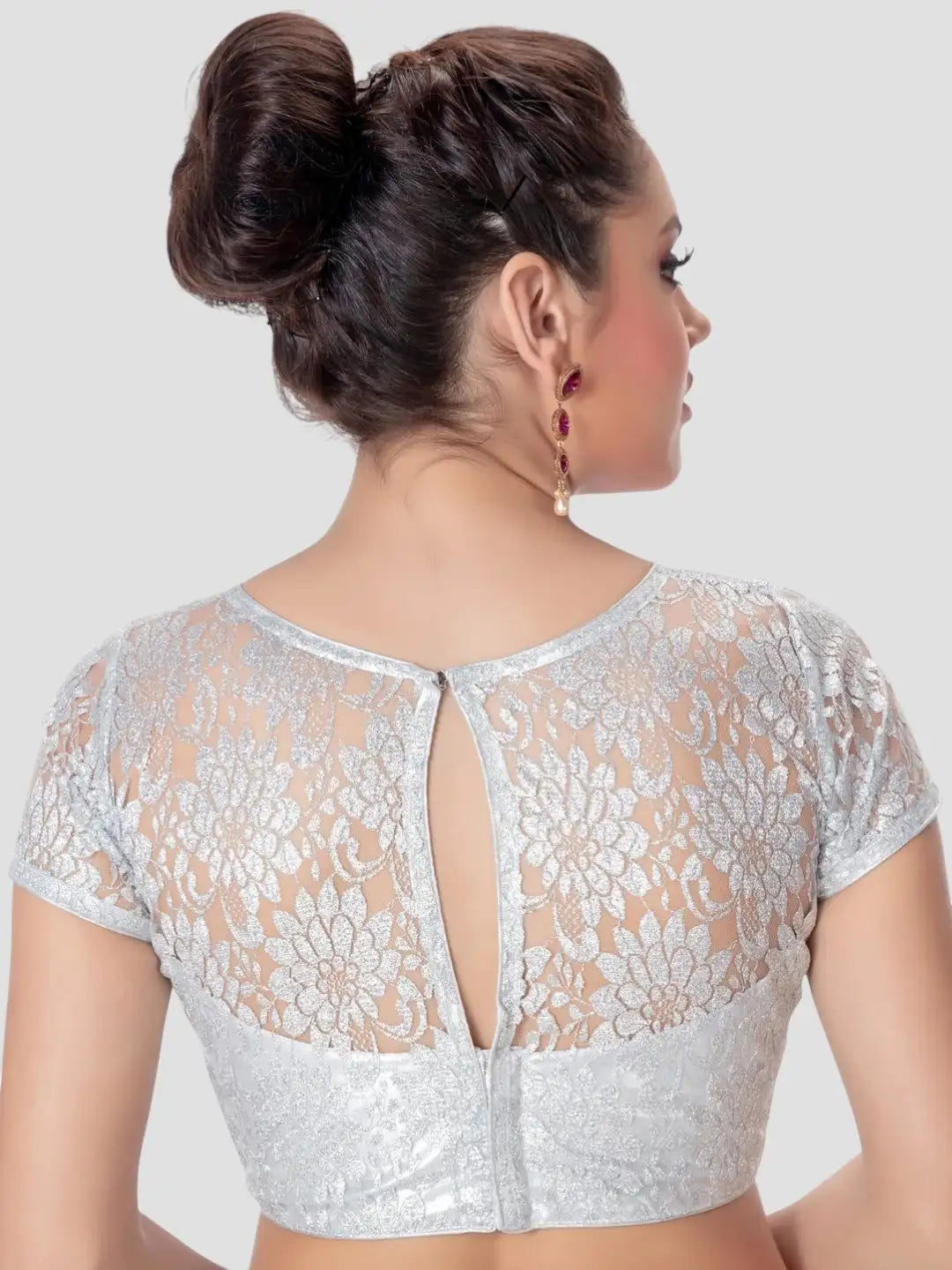 Silver Floral Net Blouse