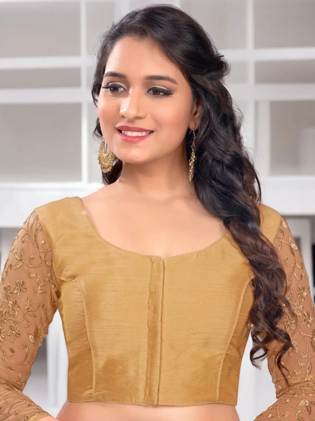 Silk Sleeve Embroidered Blouse