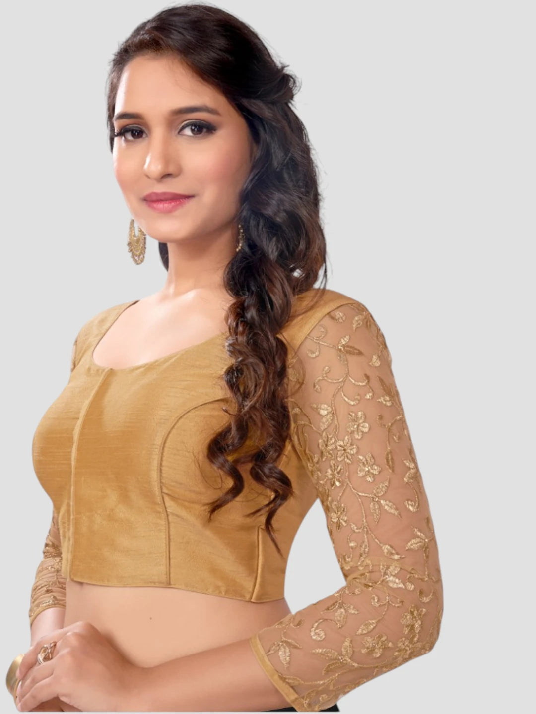 Silk Sleeve Embroidered Blouse