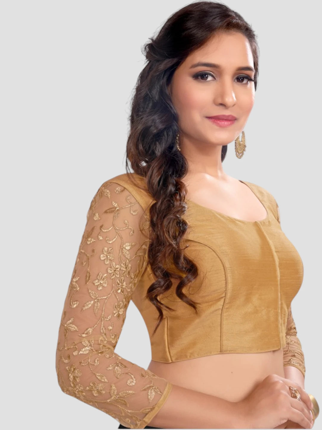 Silk Sleeve Embroidered Blouse