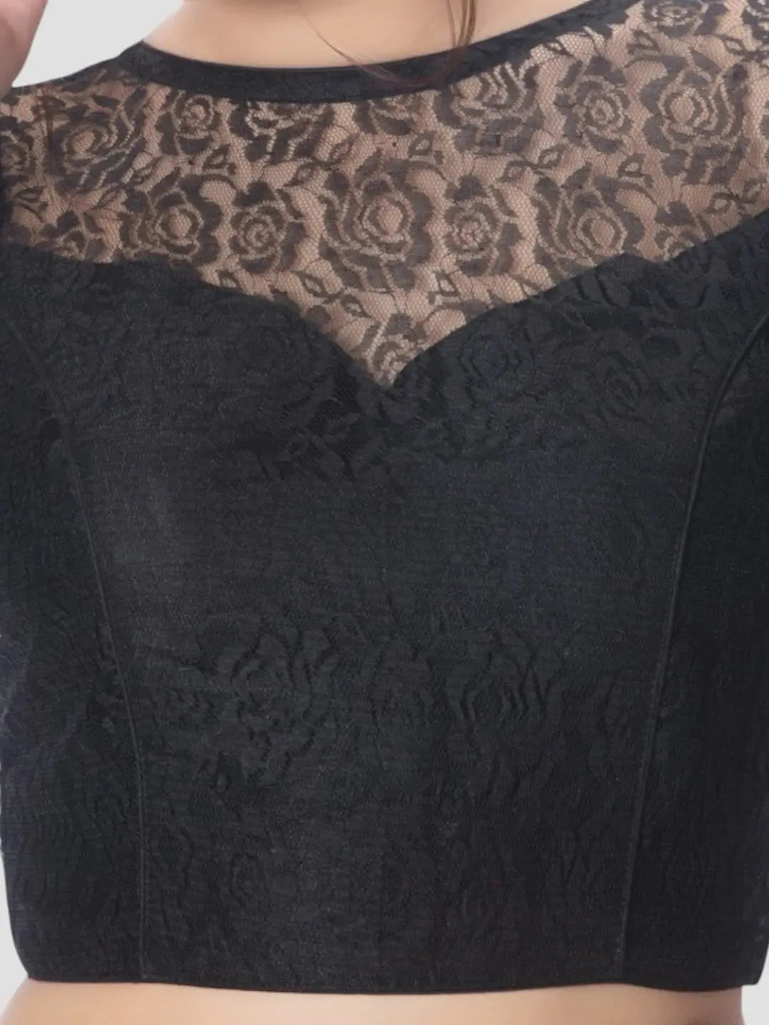 Black Floral Net Blouse