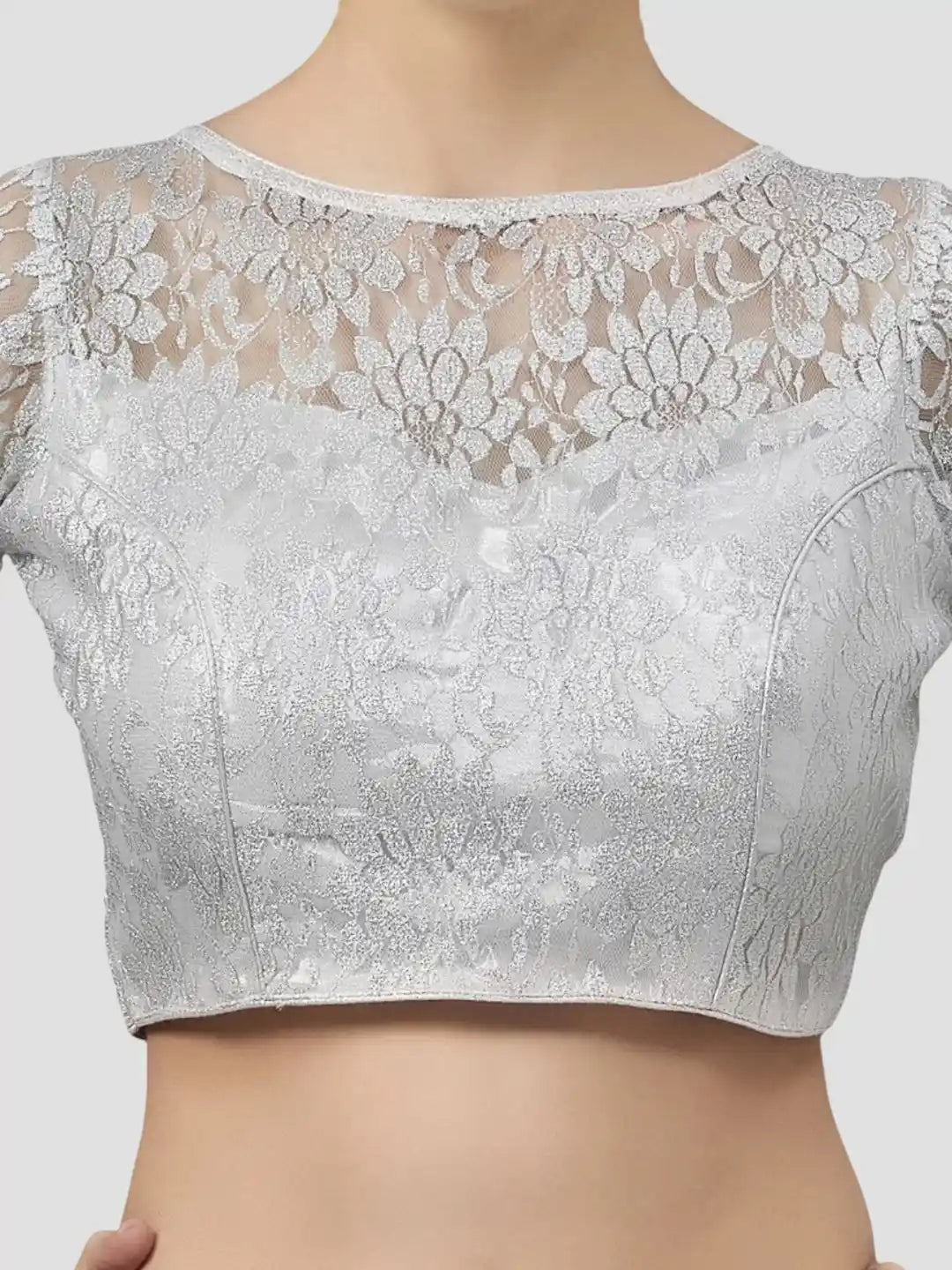 Silver Floral Net Blouse