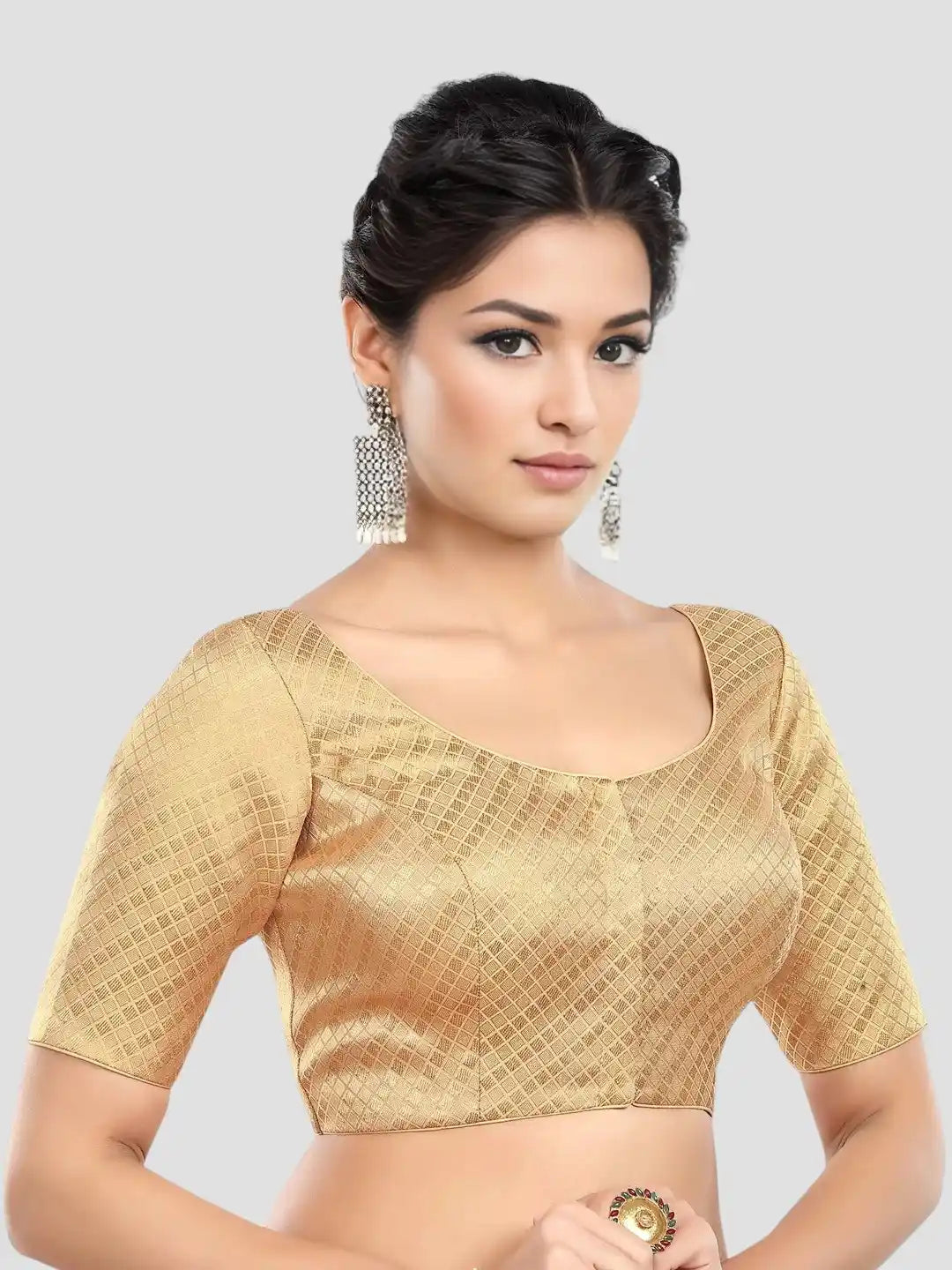 Golden Square Print Blouse