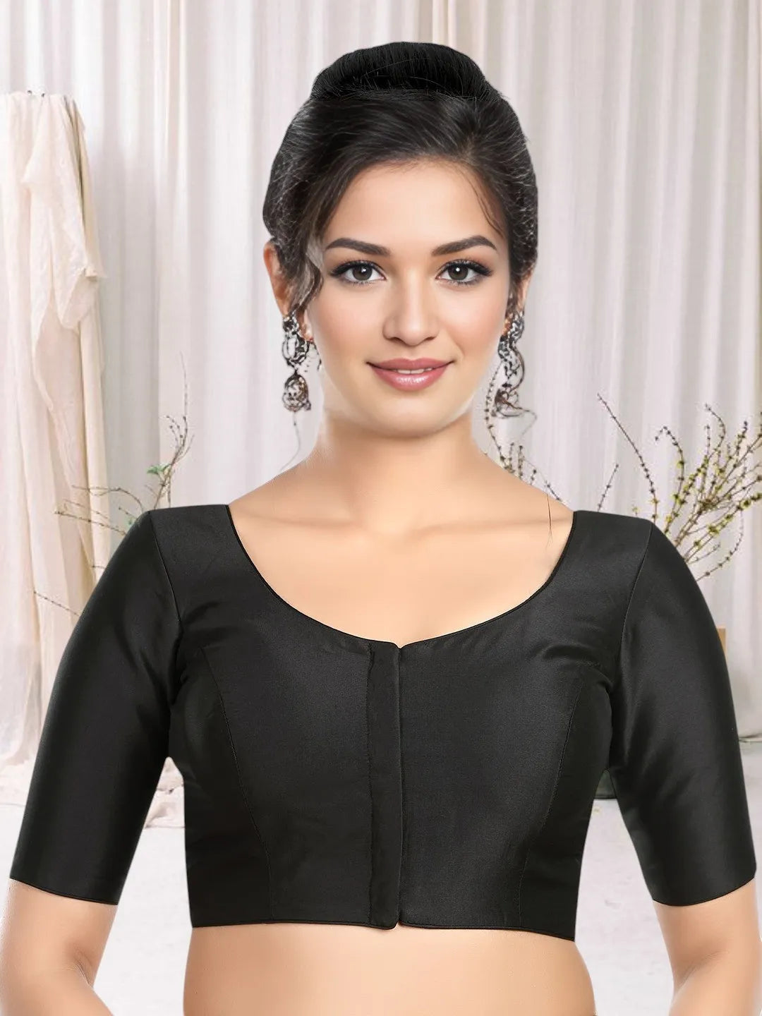 Plain Black Silk Blouse