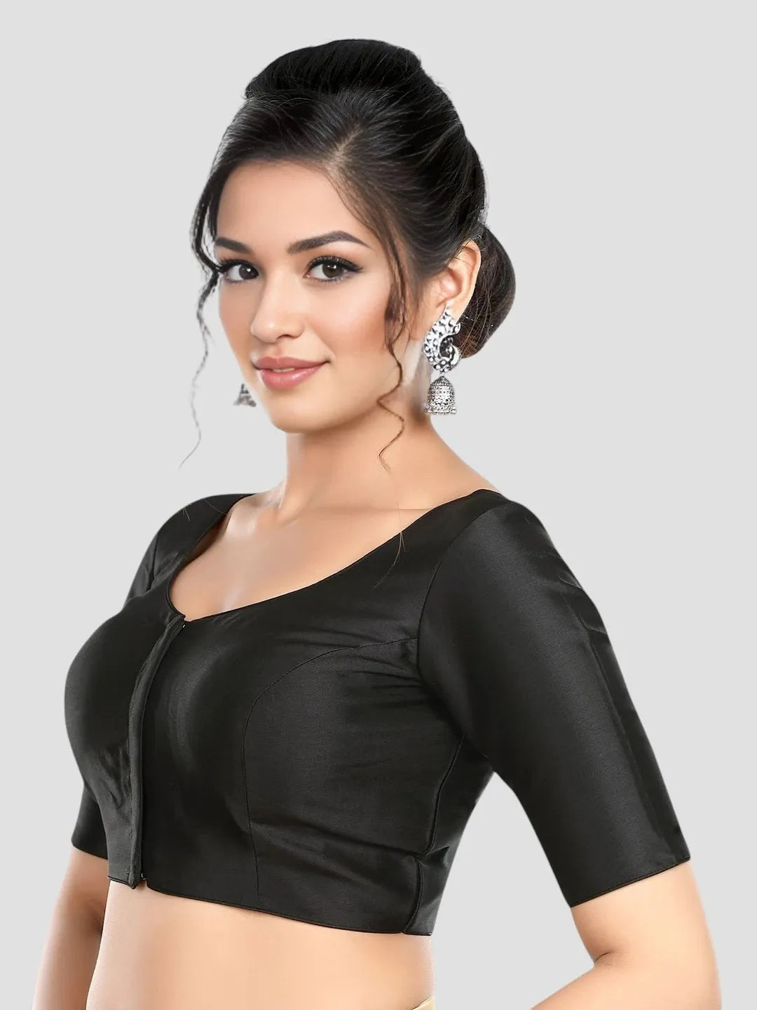 Plain Black Silk Blouse