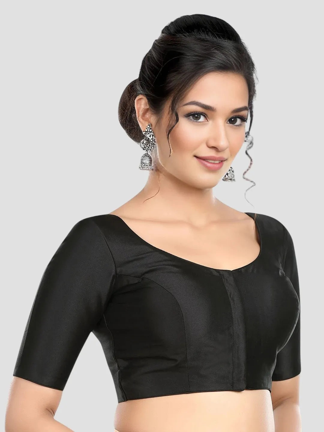 Plain Black Silk Blouse