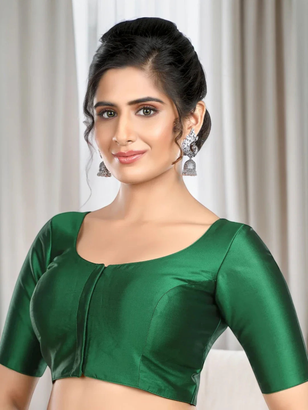 Plain Green Silk Blouse