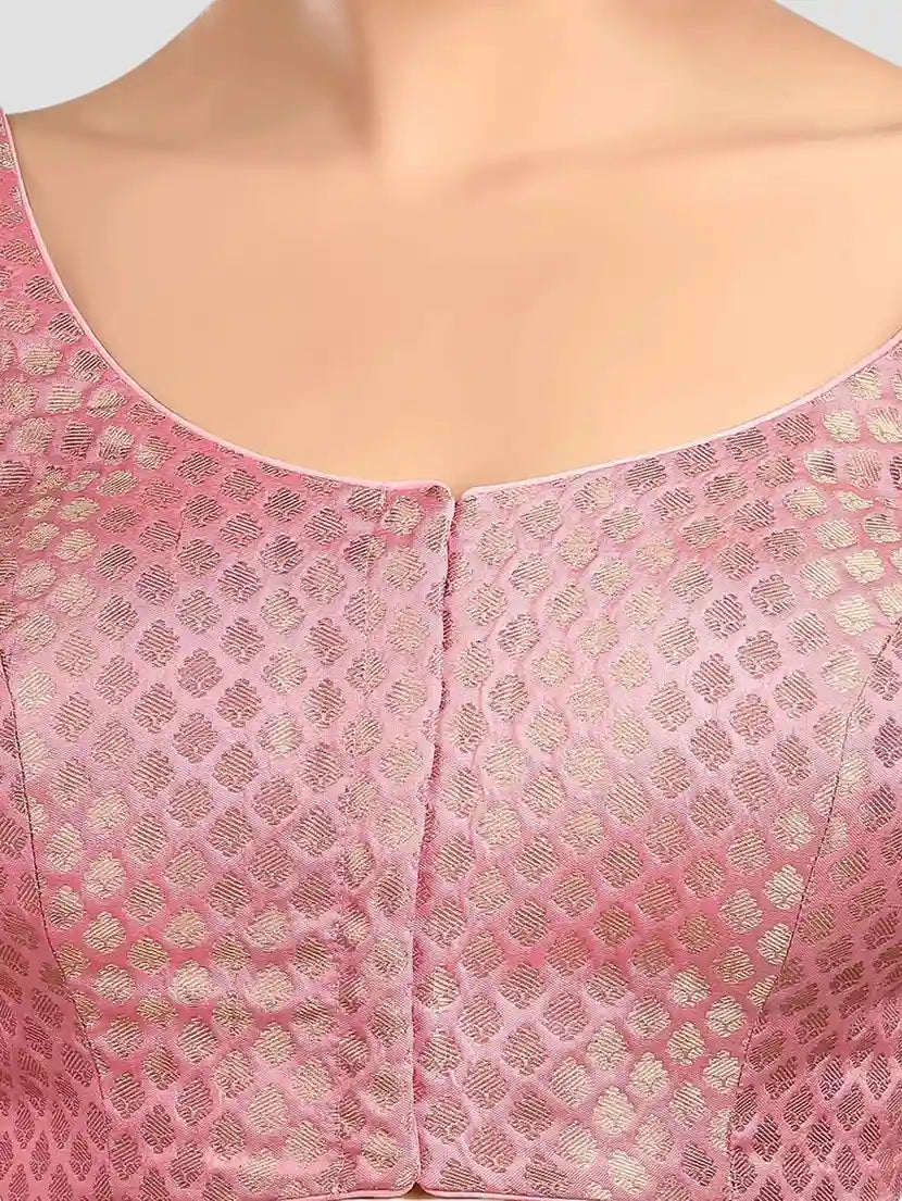 Baby Pink Brocade Printed Blouse