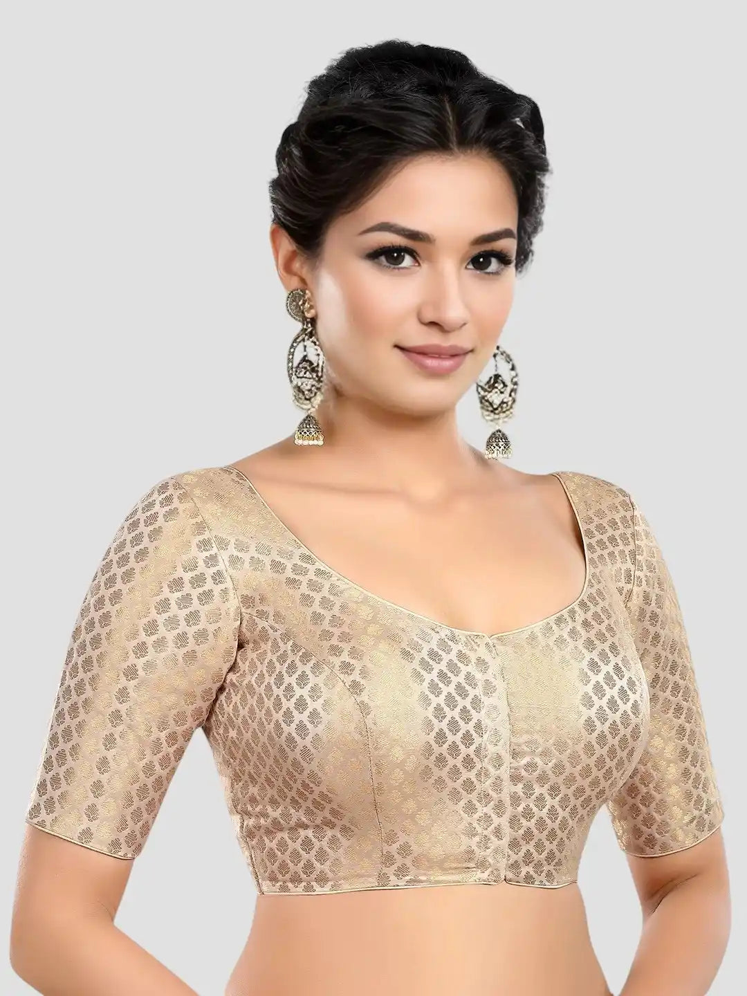 Cream Brocade Printed Blouse