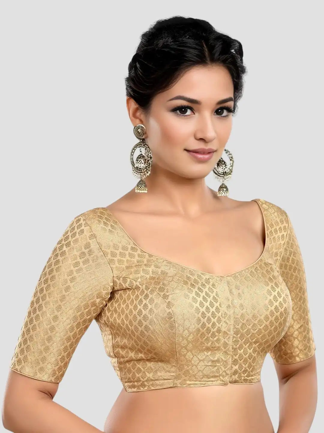 Gold Brocade Printed Blouse