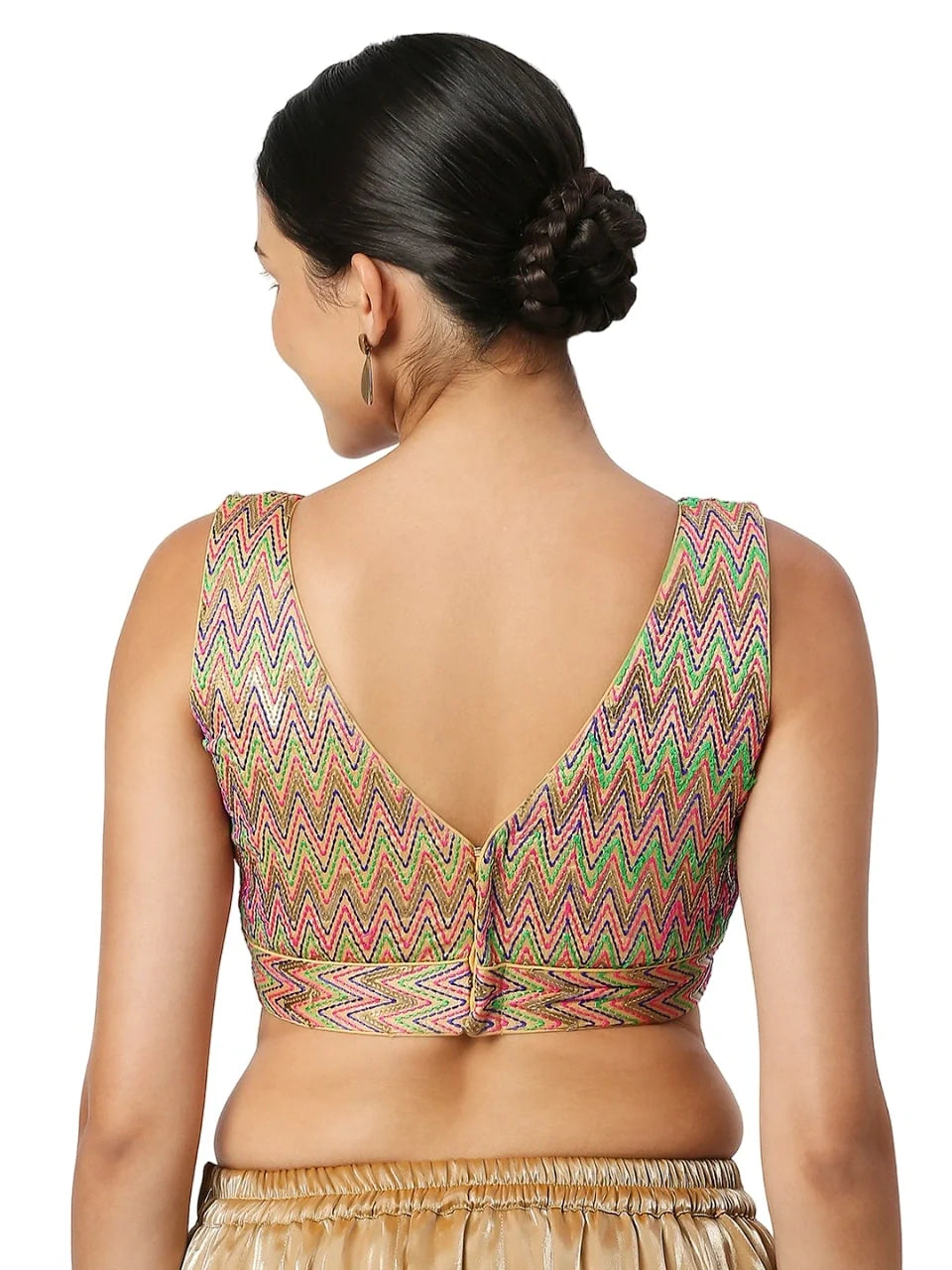 Vibrant Threadwork Zigzag Blouse