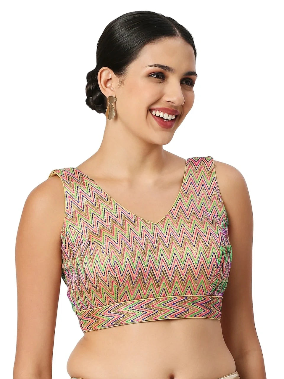 Vibrant Threadwork Zigzag Blouse
