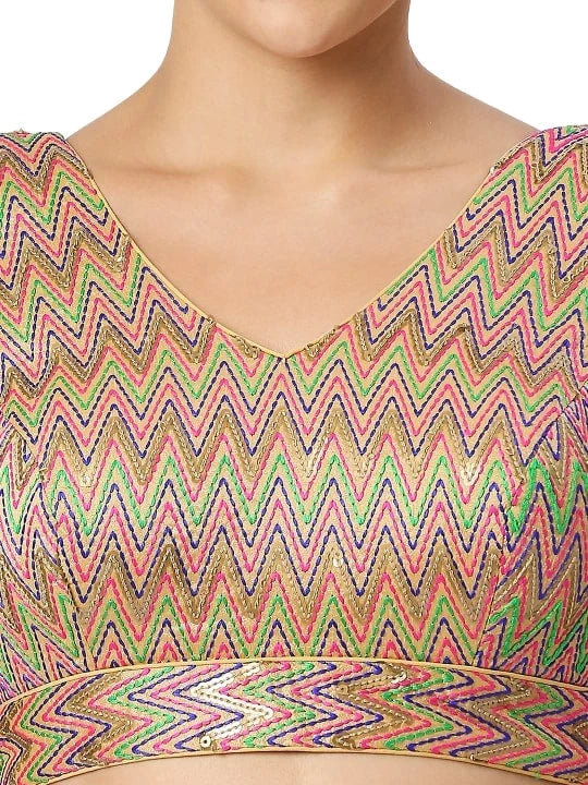Vibrant Threadwork Zigzag Blouse