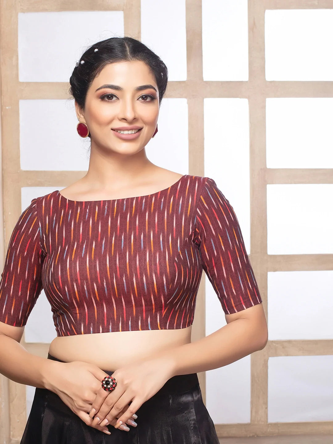 Maroon Ikat Marvel Blouse