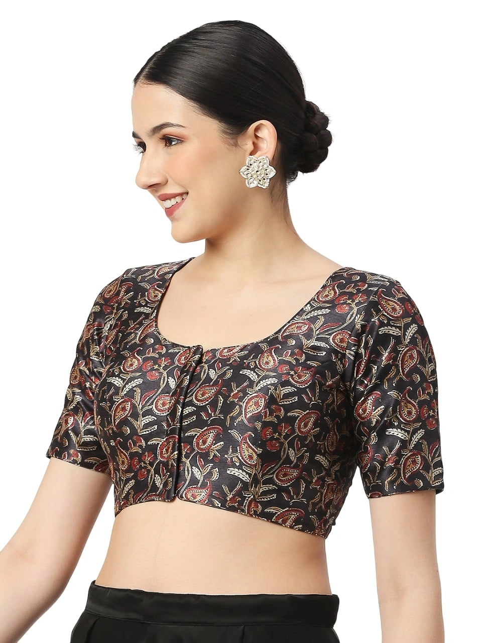 Black Paisley Print Blouse