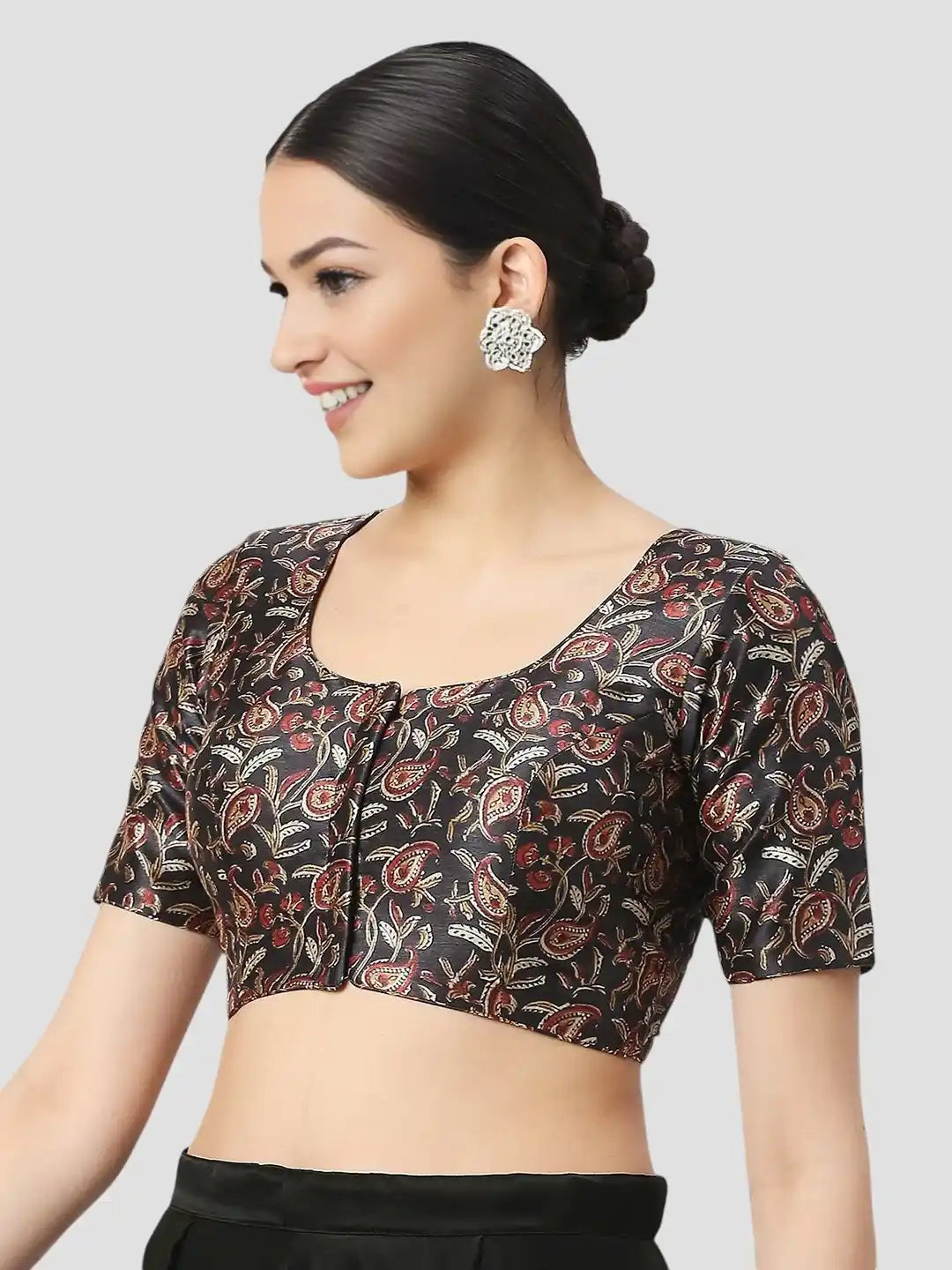 Black Paisley Print Blouse