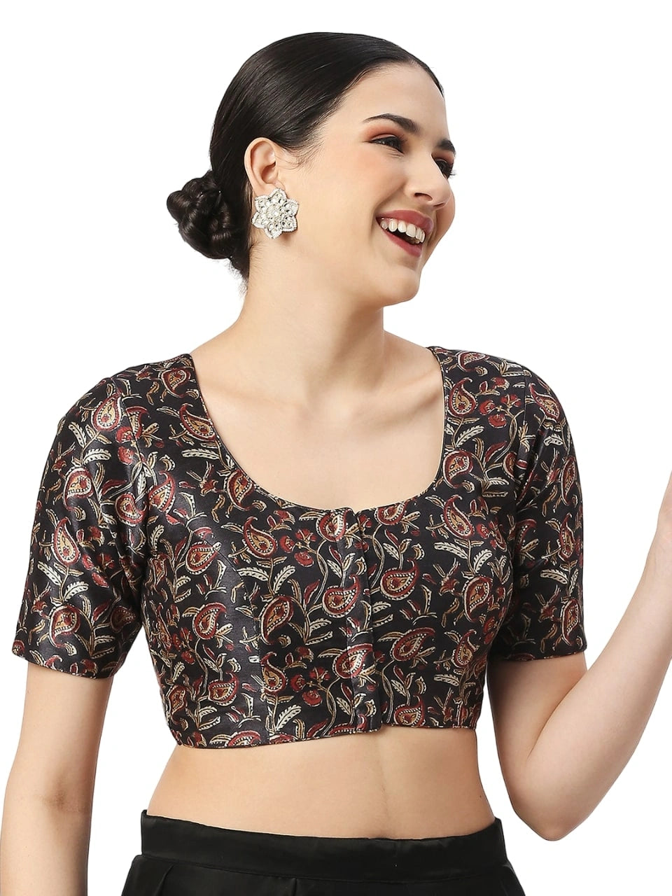 Black Paisley Print Blouse