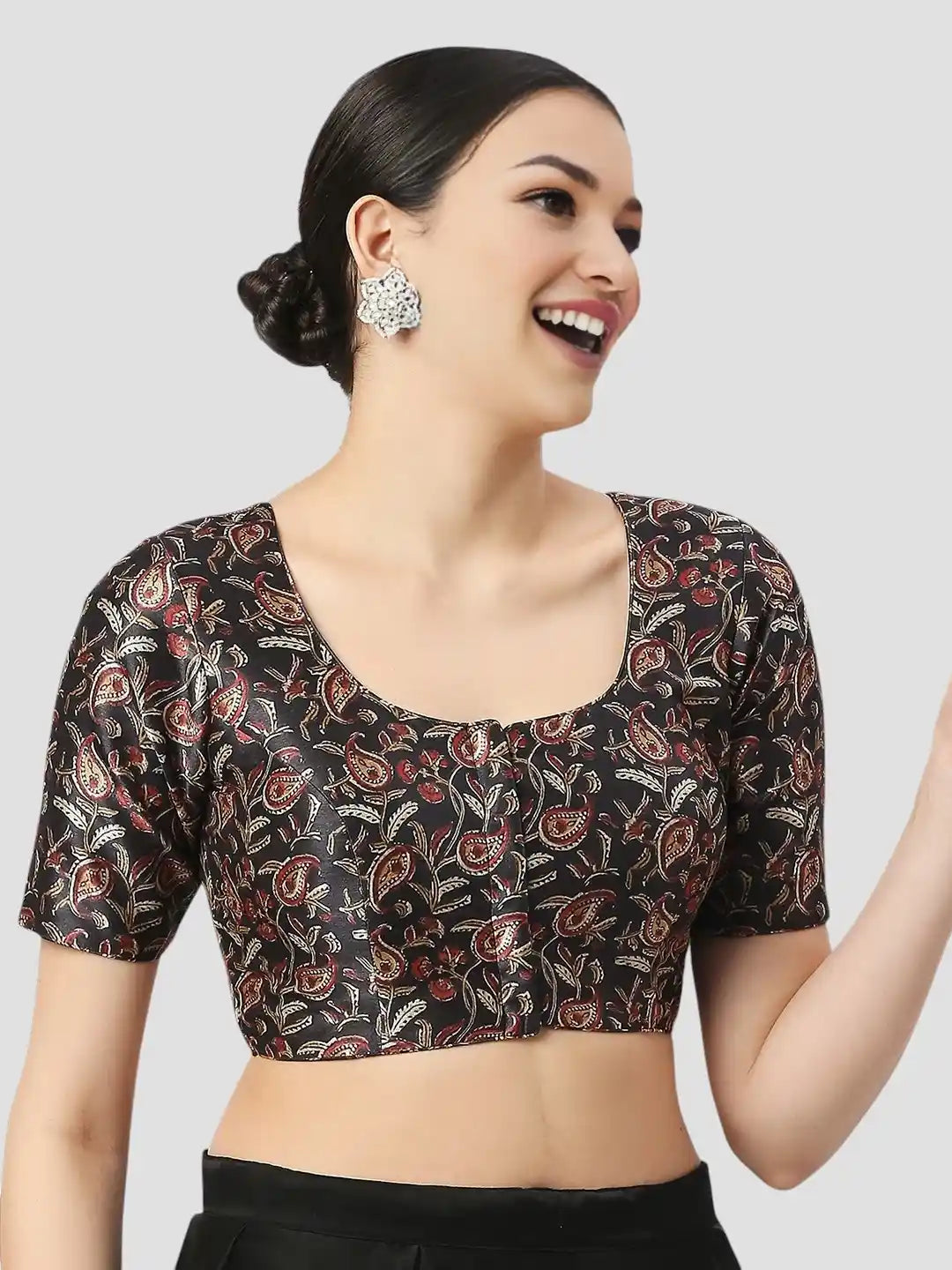 Black Paisley Print Blouse